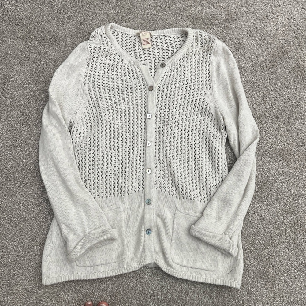 Sundance off white/cream/grey Crochet Cardigan Size M